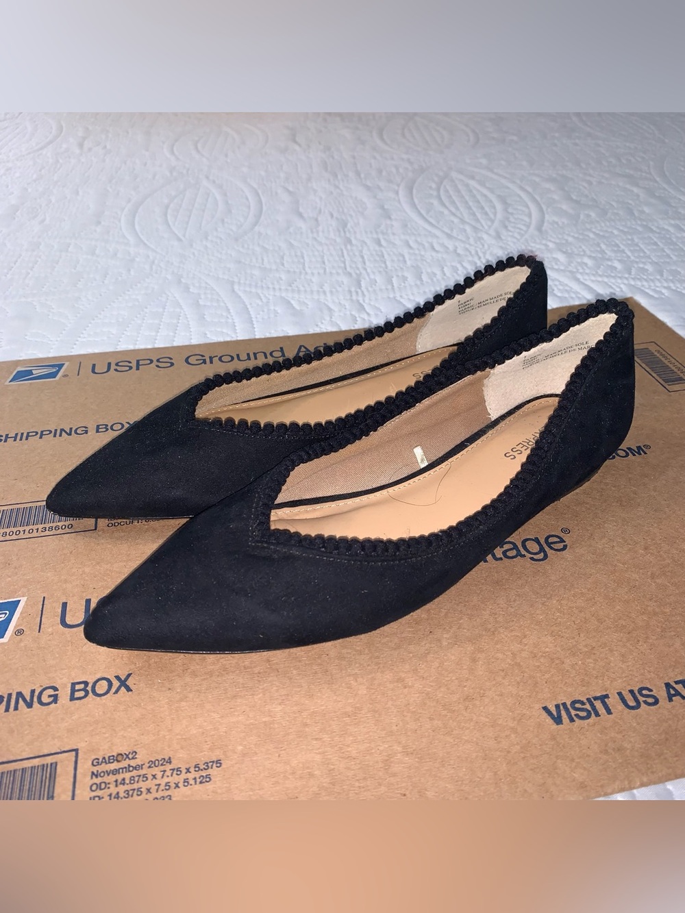Express Black Pointed Toe Ballet Flats. Sz 7